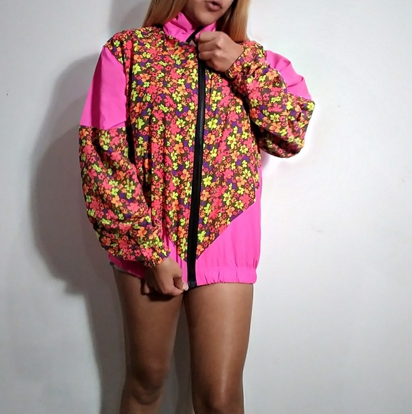 LAST ONE!!!!!!Neon Floral Windbreaker - Picture 7 of 8